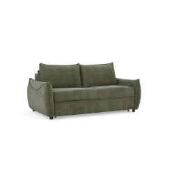 Canapé droit convertible express PALLA 3 places tissu chenille vert