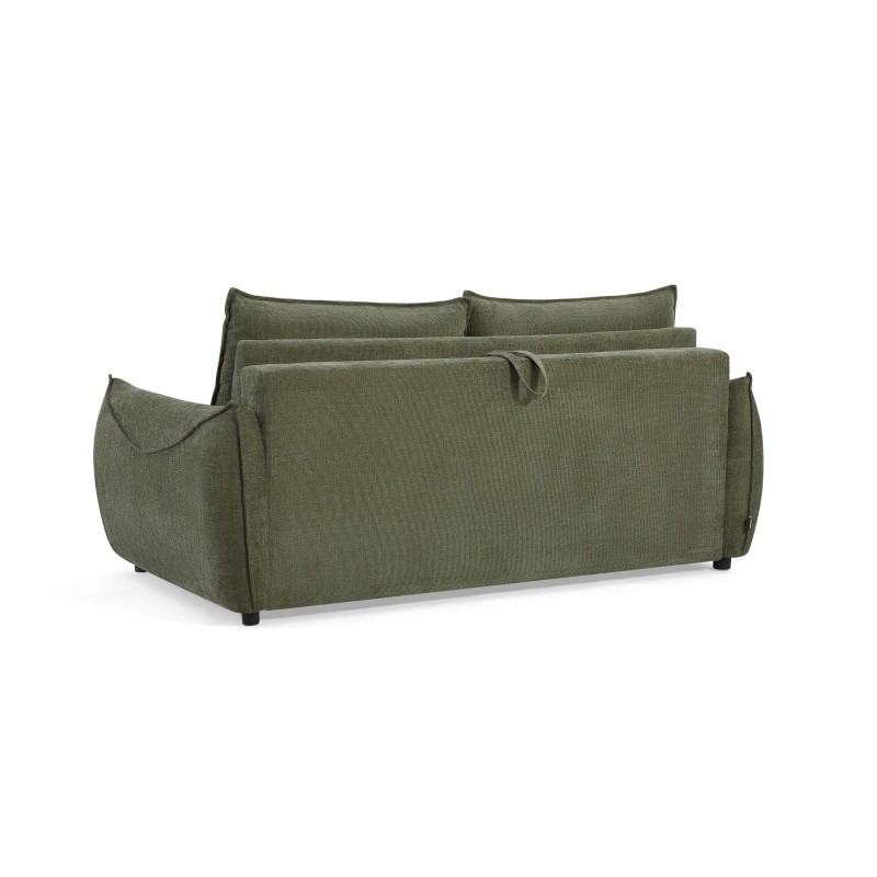 Canapé droit convertible express PALLA 3 places tissu chenille vert