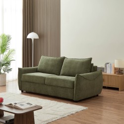 Canapé droit convertible express PALLA 3 places tissu chenille vert