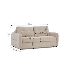 Divano a 3 posti IMPA convertibile in letto, tessuto ciniglia beige