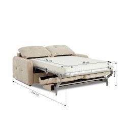 Divano a 3 posti IMPA convertibile in letto, tessuto ciniglia beige