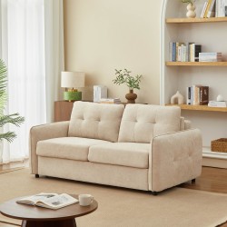 Divano a 3 posti IMPA convertibile in letto, tessuto ciniglia beige