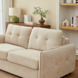 Divano a 3 posti IMPA convertibile in letto, tessuto ciniglia beige