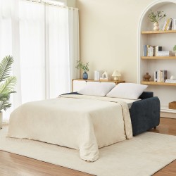 Divano letto express IMPA 3 posti in tessuto ciniglia blu petrolio