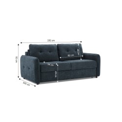 Divano letto express IMPA 3 posti in tessuto ciniglia blu petrolio
