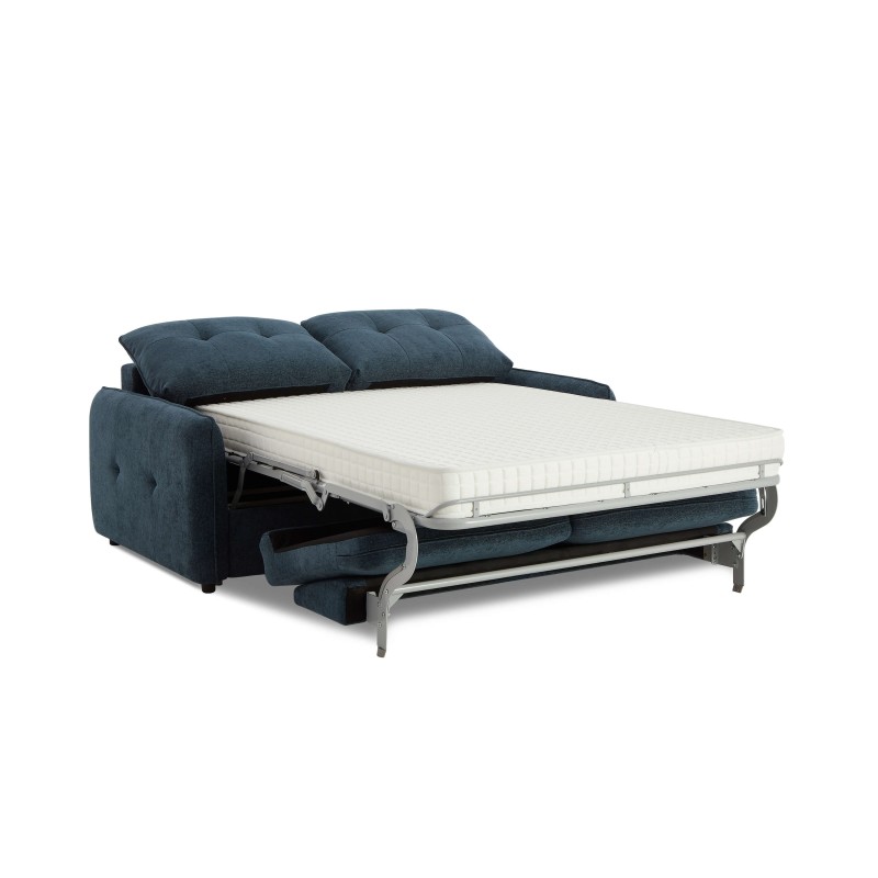 Divano letto express IMPA 3 posti in tessuto ciniglia blu petrolio