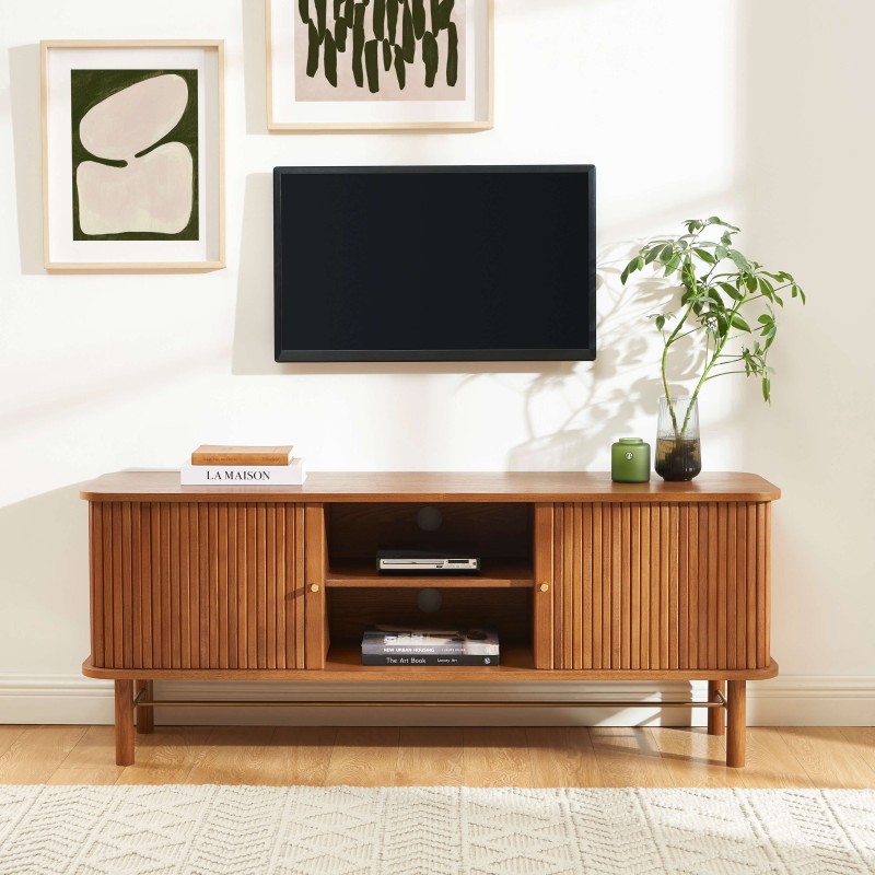 Fernsehschrank ERNEST aus dunkler Esche mit Drehtüren, 150 cm