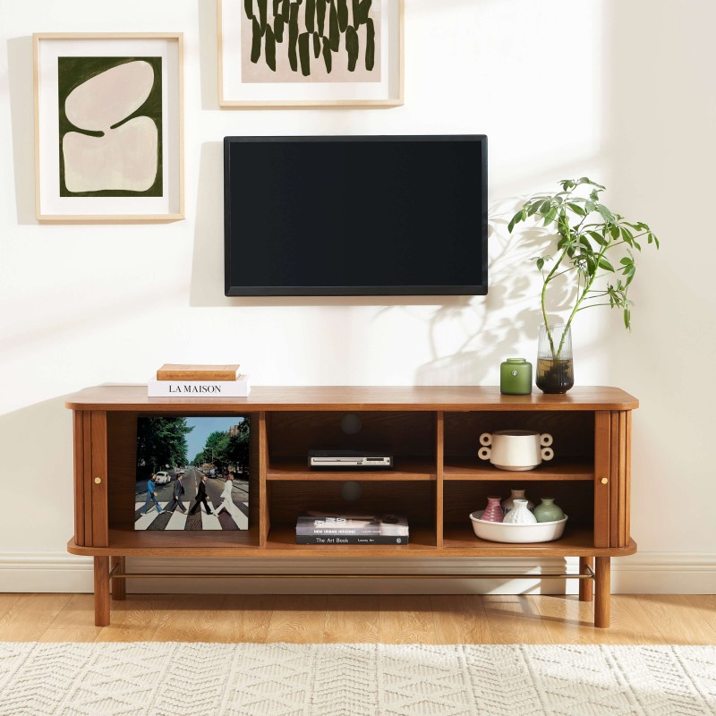 Fernsehschrank ERNEST aus dunkler Esche mit Drehtüren, 150 cm