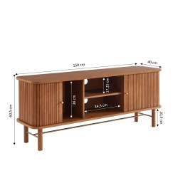 Fernsehschrank ERNEST aus dunkler Esche mit Drehtüren, 150 cm