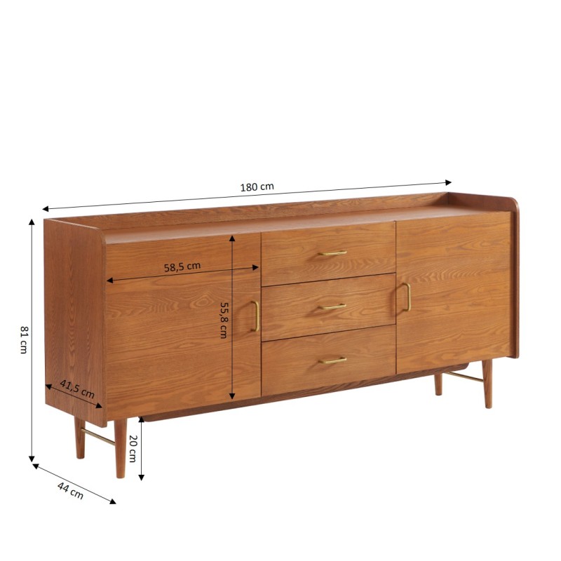Sideboard TWIGGY Eschenfurnier 2 Türen 180 cm