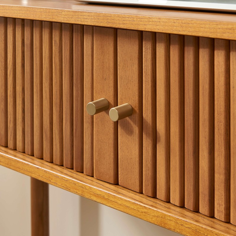 Consolle ERNEST in frassino scuro con ante a tamburo 110 cm