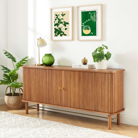 Buffet ERNEST frêne foncé 2 portes tambour 160cm