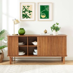 Buffet ERNEST frêne foncé 2 portes tambour 160cm