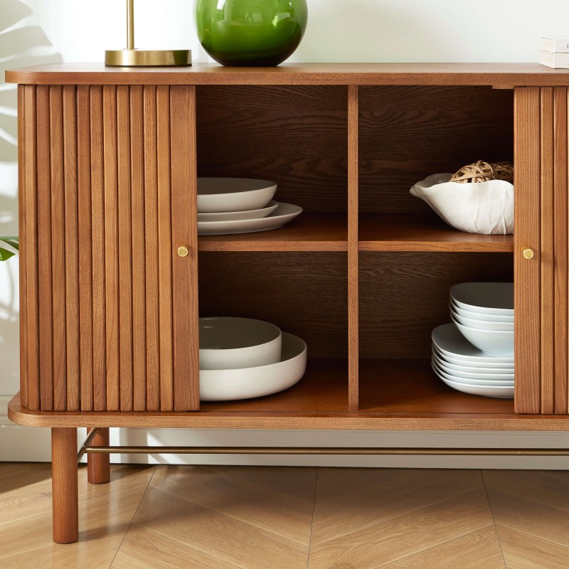 Buffet ERNEST frêne foncé 2 portes tambour 160cm