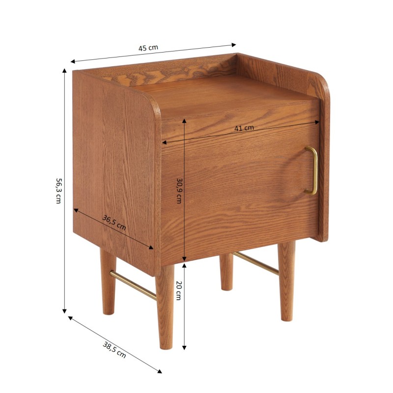 Comodino TWIGGY impiallacciato in frassino