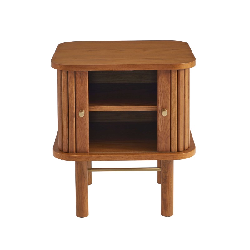 Comodino ERNEST in frassino scuro con ante a tamburo