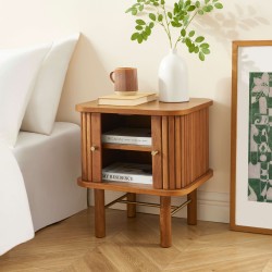 Comodino ERNEST in frassino scuro con ante a tamburo