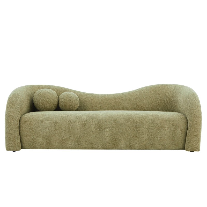 Divano fisso BACALA a 3 posti in tessuto ciniglia verde kaki