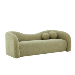 Divano fisso BACALA a 3 posti in tessuto ciniglia verde kaki