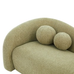 Divano fisso BACALA a 3 posti in tessuto ciniglia verde kaki