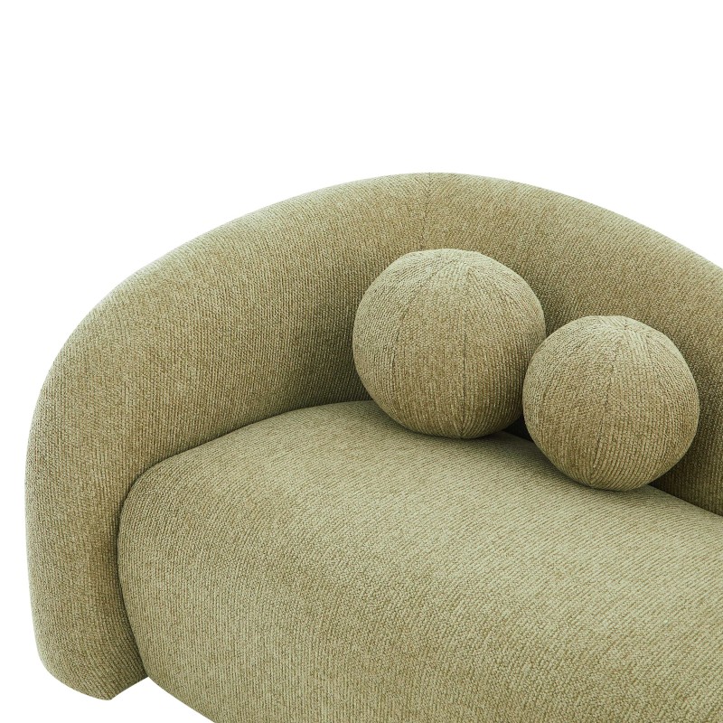 Divano fisso BACALA a 3 posti in tessuto ciniglia verde kaki