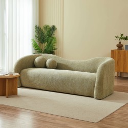 Divano fisso BACALA a 3 posti in tessuto ciniglia verde kaki