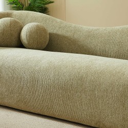 Divano fisso BACALA a 3 posti in tessuto ciniglia verde kaki