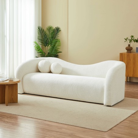 Canapé droit fixe BACALA 3 places tissu chenille beige