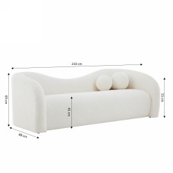 Divano fisso BACALA a 3 posti in tessuto ciniglia beige