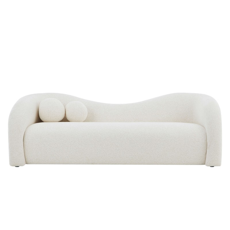 Divano fisso BACALA a 3 posti in tessuto ciniglia beige