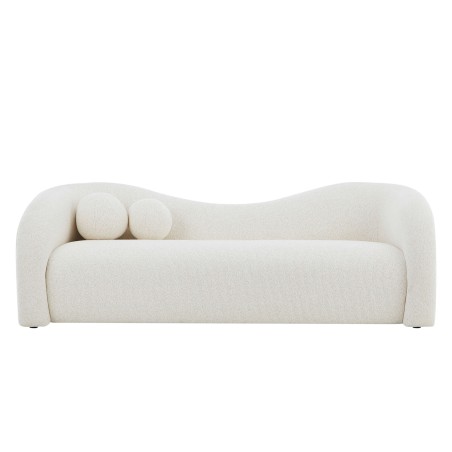 Canapé droit fixe BACALA 3 places tissu chenille beige