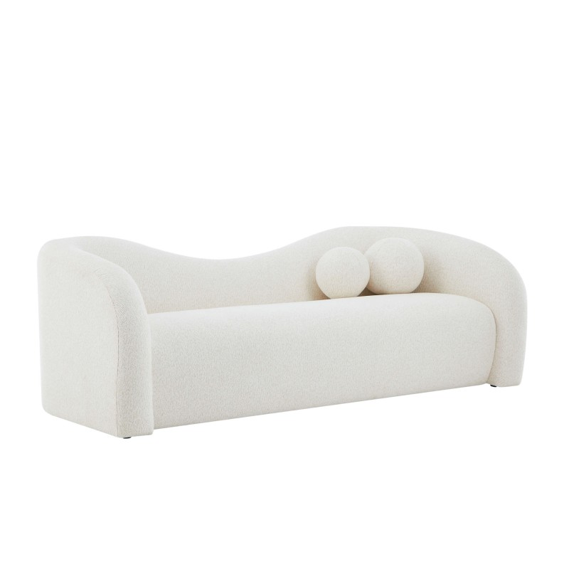 Divano fisso BACALA a 3 posti in tessuto ciniglia beige