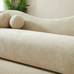 Canapé droit fixe BACALA 3 places tissu chenille taupe