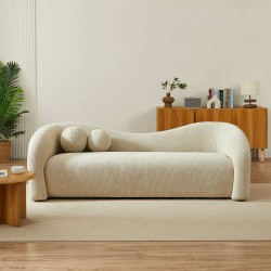 Canapé droit fixe BACALA 3 places tissu chenille taupe