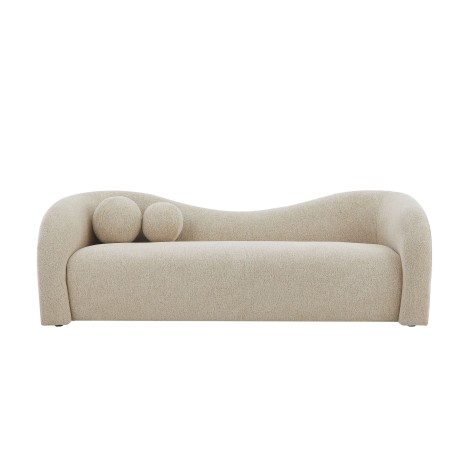 Divano fisso BACALA a 3 posti in tessuto ciniglia color tortora