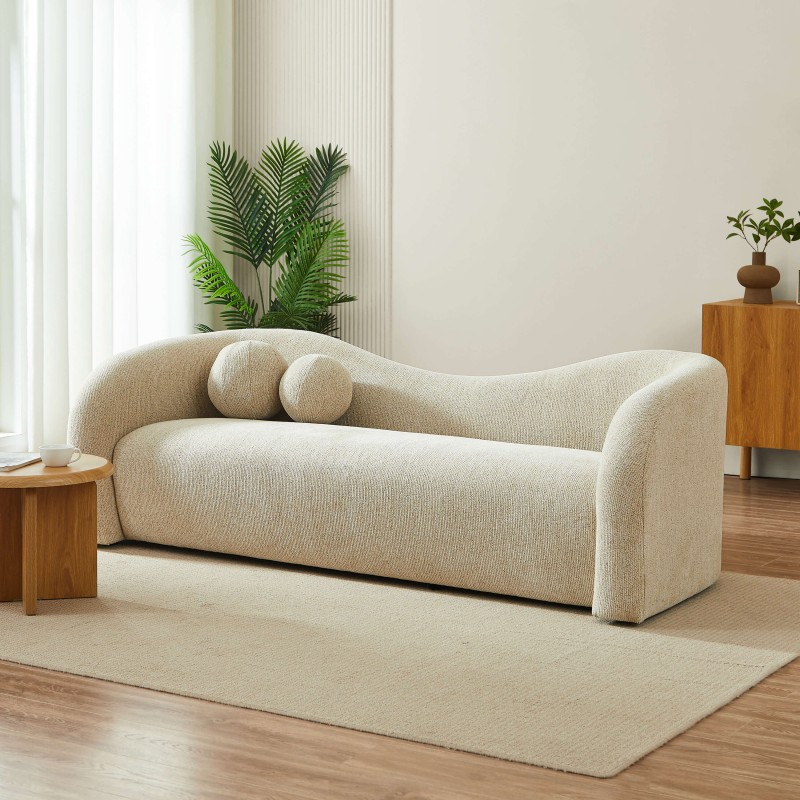 Canapé droit fixe BACALA 3 places tissu chenille taupe