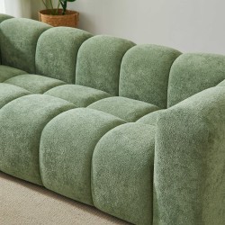 Divano fisso TASTA a 3 posti in tessuto verde oliva