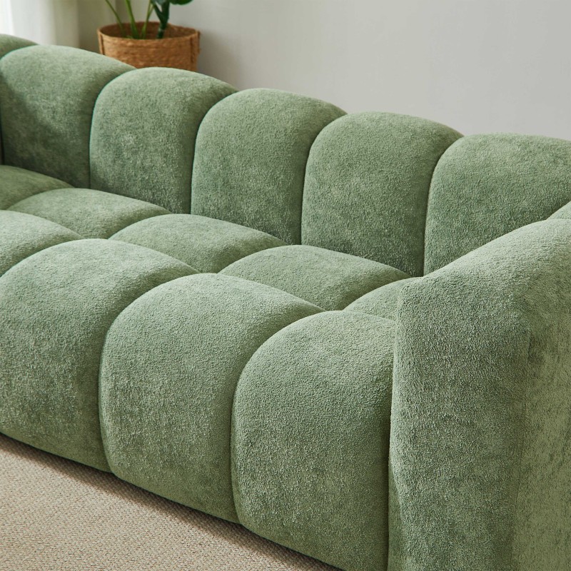 Divano fisso TASTA a 3 posti in tessuto verde oliva