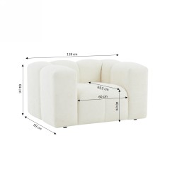 Fauteuil fixe TASTA 1 place tissu beige