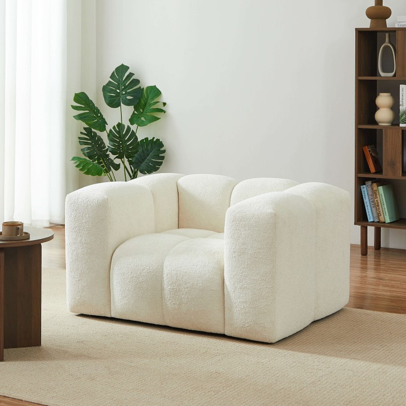 Fauteuil fixe TASTA 1 place tissu beige