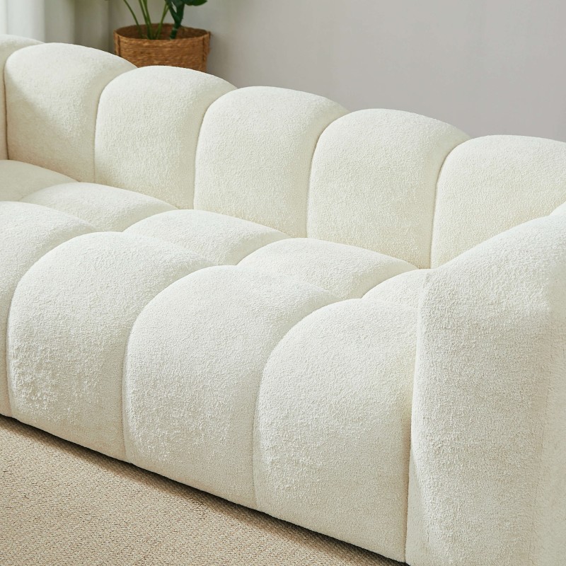 Divano fisso TASTA 3 posti in tessuto beige