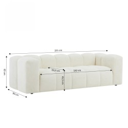 Divano fisso TASTA 3 posti in tessuto beige