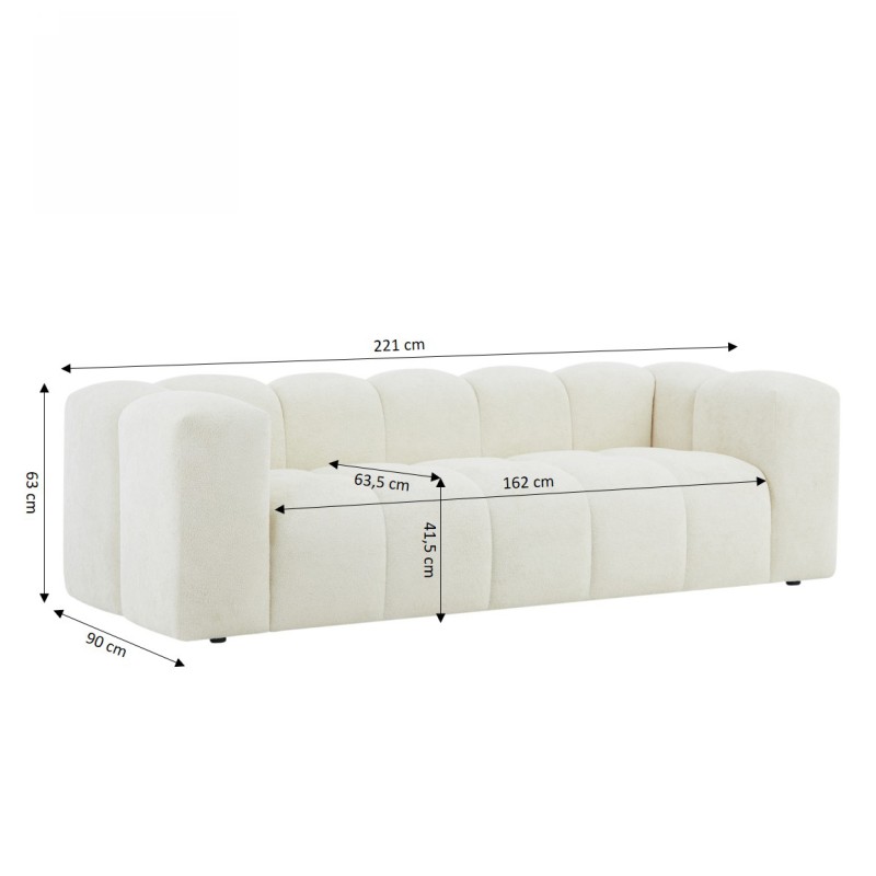 Divano fisso TASTA 3 posti in tessuto beige