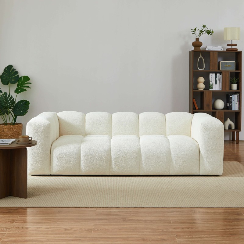 Divano fisso TASTA 3 posti in tessuto beige