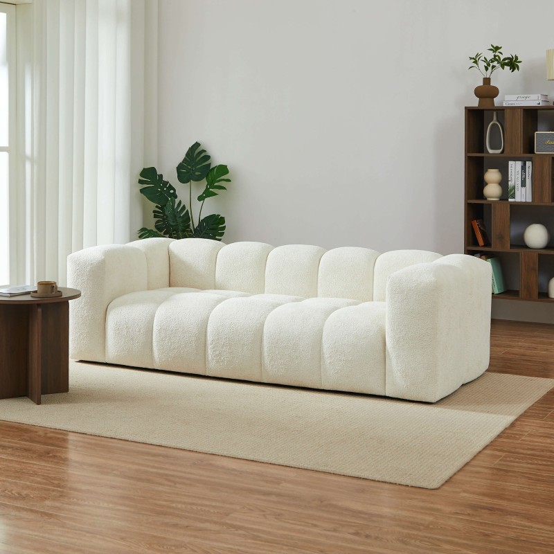 Divano fisso TASTA 3 posti in tessuto beige