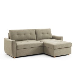 Divano angolare convertibile e reversibile TAMARA a 4 posti in tessuto grigio testurizzato