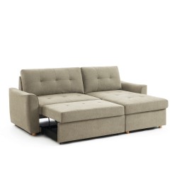 Divano angolare convertibile e reversibile TAMARA a 4 posti in tessuto grigio testurizzato