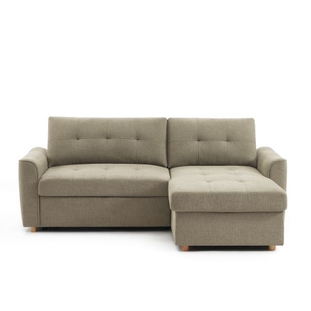 Divano angolare convertibile e reversibile TAMARA a 4 posti in tessuto grigio testurizzato