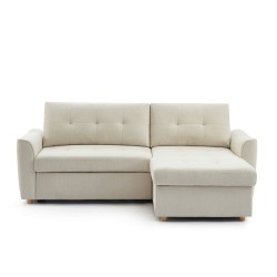 Divano angolare convertibile e reversibile TAMARA 4 posti in tessuto testurizzato beige