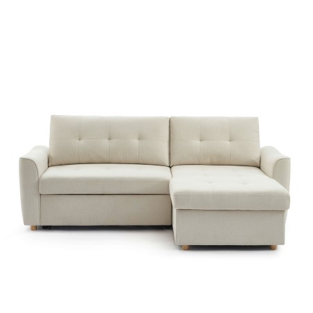 Wendbares Ecksofa TAMARA mit 4 Sitzplätzen, strukturierter Stoffbezug in Beige